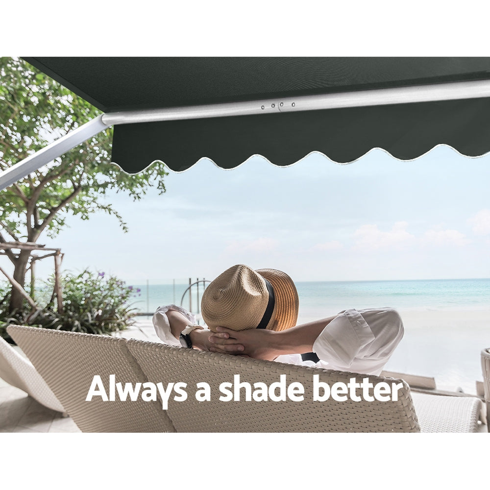 Instahut Window Fixed Pivot Arm Awning Outdoor Blinds Retractable Canopy3.1x2.1M