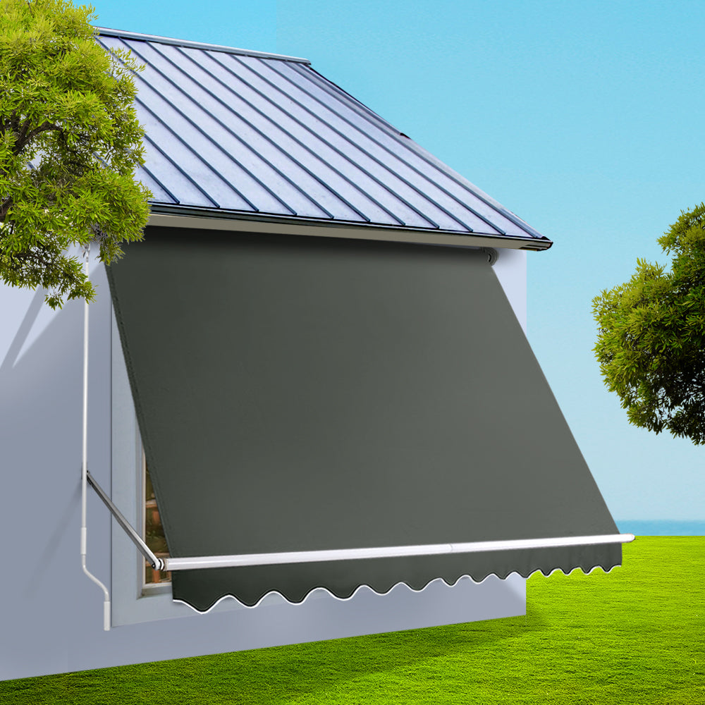 Instahut Window Fixed Pivot Arm Awning Outdoor Blinds Retractable Canopy3.1x2.1M