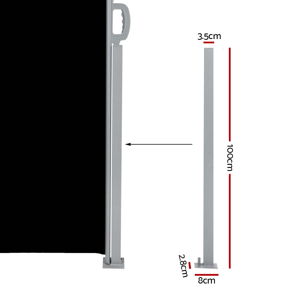Instahut Side Awning Outdoor Blinds Sun Shade Retractable Screen 2x6M BK