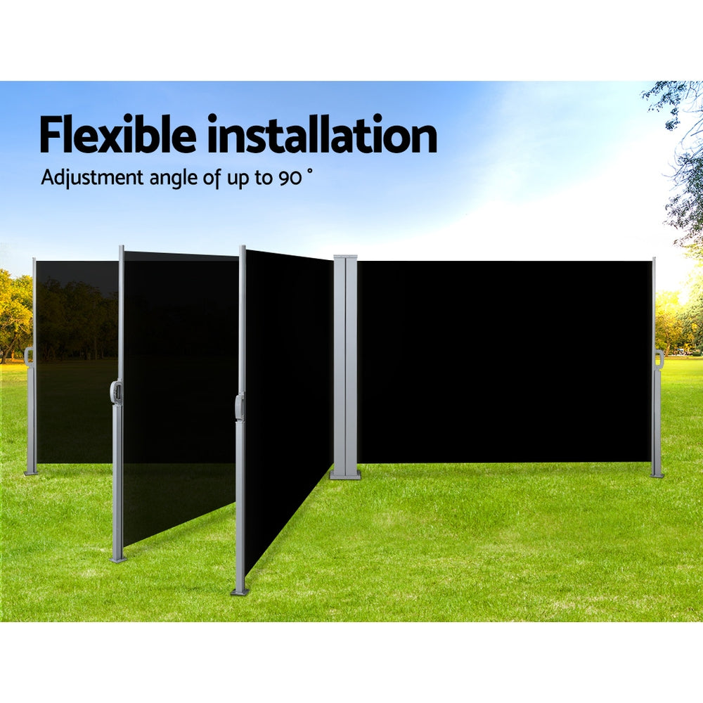 Instahut Side Awning Outdoor Blinds Sun Shade Retractable Screen 2x6M BK