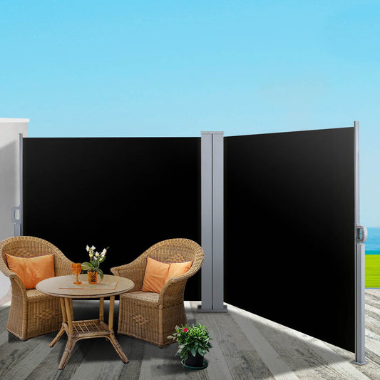 Instahut Side Awning Outdoor Blinds Sun Shade Retractable Screen 2x6M BK