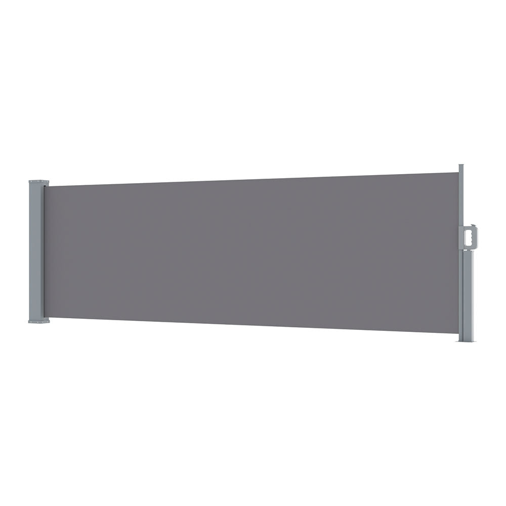 Instahut Side Awning Sun Shade Outdoor Blinds Retractable Screen 1x3M Grey