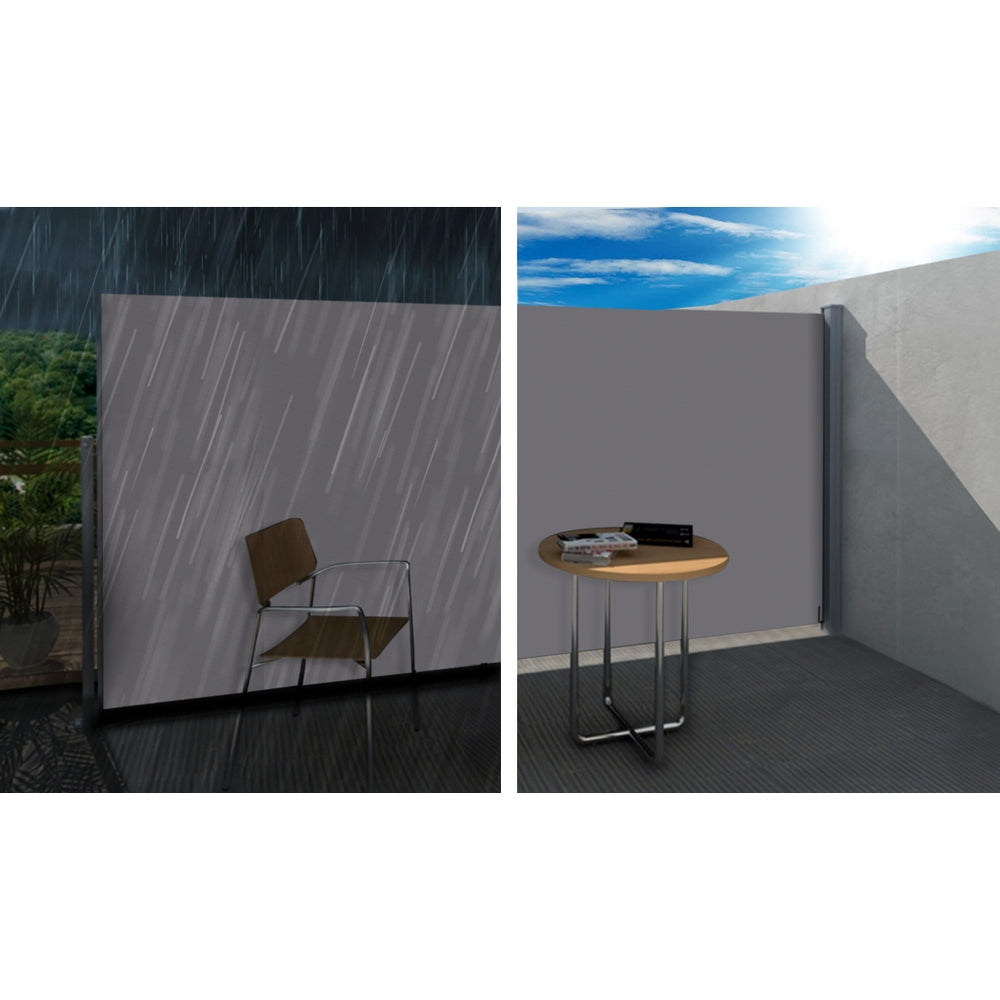 Instahut Side Awning Sun Shade Outdoor Blinds Retractable Screen 1.4x3M GR