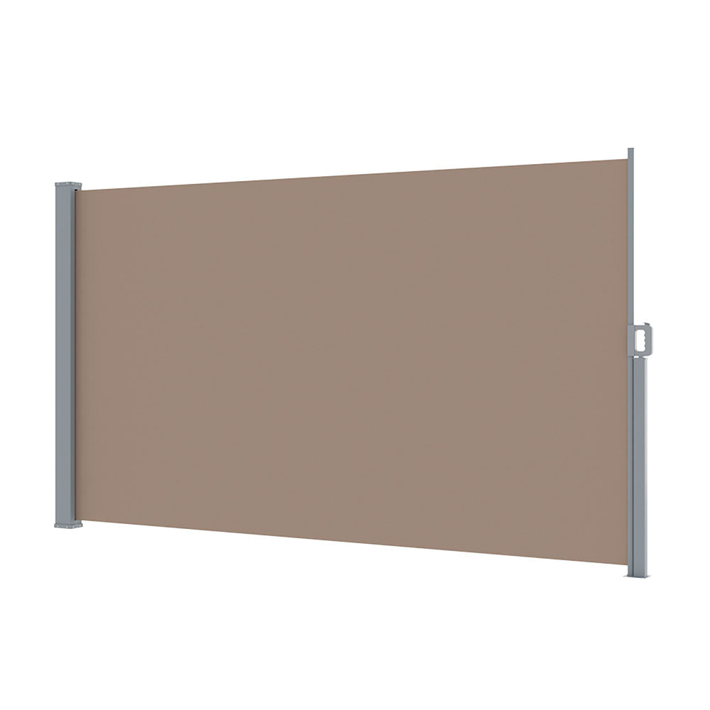 Instahut Side Awning Sun Shade Outdoor Blinds Retractable Screen 1.8x3M Brown