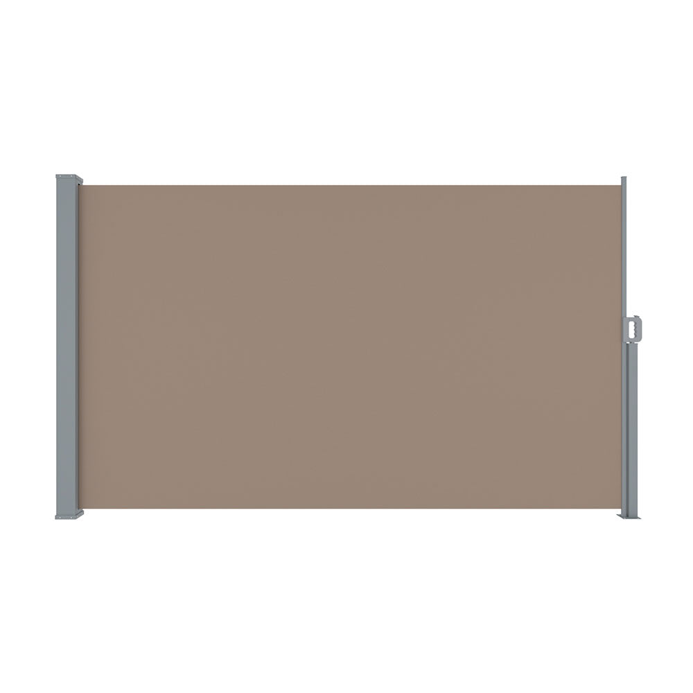 Instahut Side Awning Sun Shade Outdoor Blinds Retractable Screen 1.8x3M Brown