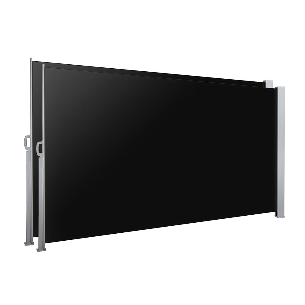 Instahut Side Awning Sun Shade Outdoor Retractable Privacy Screen 2x3M Black x2