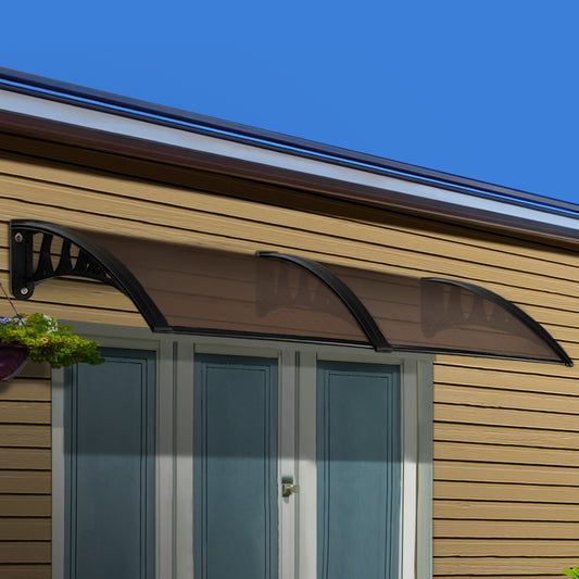 Window Door Awning Outdoor Canopy Sun Shield Patio 1mx2.4m DIY Brown