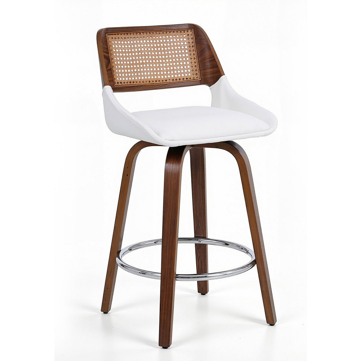 Colmar Wooden Bar Stools Swivel Kitchen Counter Stool Chair 60cm Seat Height - White