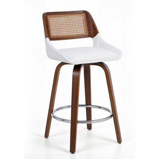 Colmar Wooden Bar Stools Swivel Kitchen Counter Stool Chair 60cm Seat Height - White