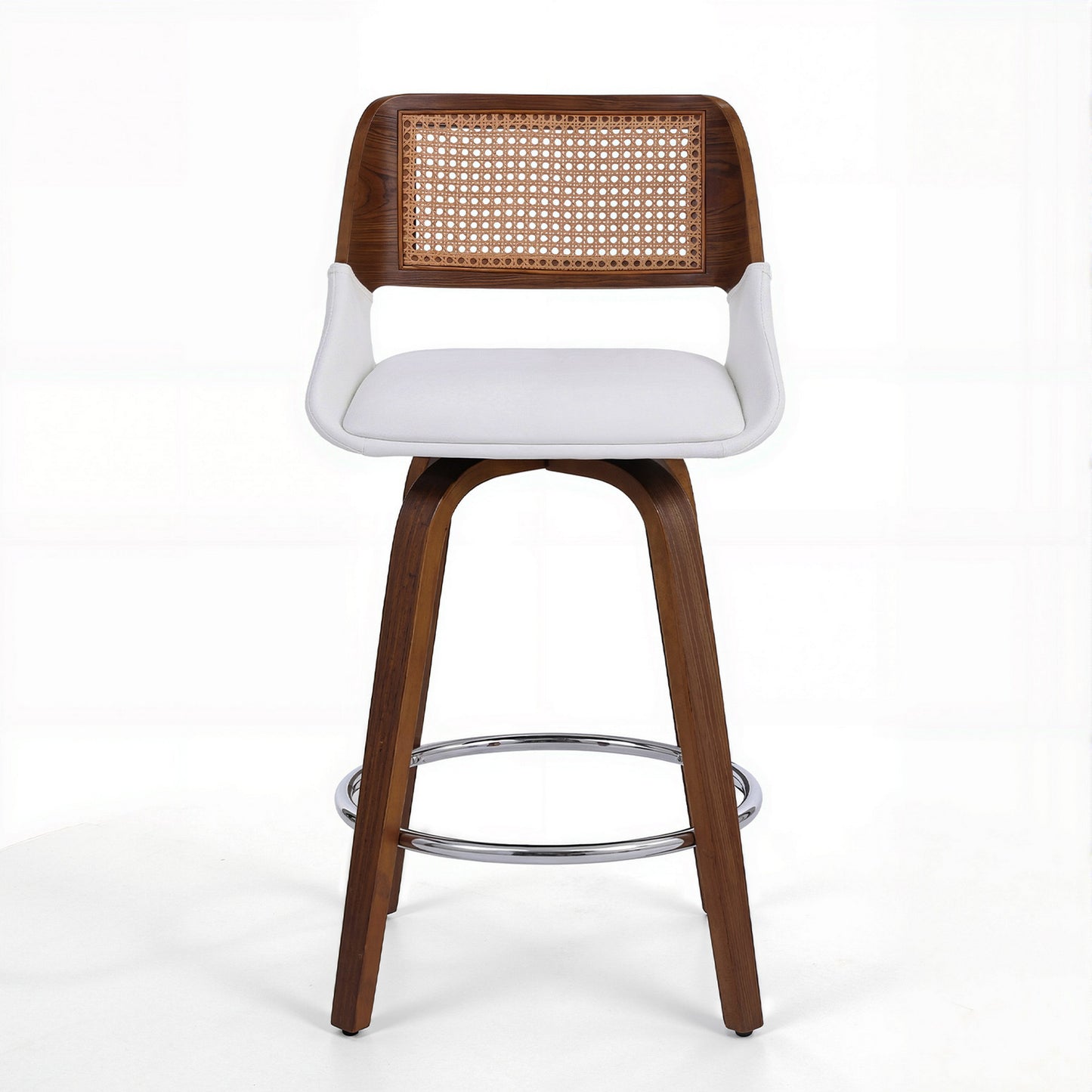 Colmar Wooden Bar Stools Swivel Kitchen Counter Stool Chair 60cm Seat Height - White