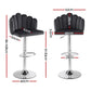 Set of 2 Graz Bar Stool X2 Kitchen Dining Counter Gaslift Chair Adjustable Velvet - Grey
