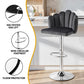 Set of 2 Graz Bar Stool X2 Kitchen Dining Counter Gaslift Chair Adjustable Velvet - Grey