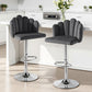 Set of 2 Graz Bar Stool X2 Kitchen Dining Counter Gaslift Chair Adjustable Velvet - Grey