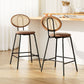 Set of 2 Valletta Bar Stools Kitchen Stool Metal Counter Rattan - Brown
