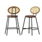 Set of 2 Valletta Bar Stools Kitchen Stool Metal Counter Rattan - Brown