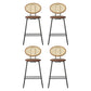 Set of 4 Valletta Bar Stools PU Leather Stools - Brown