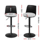 Set of 2 Ohrid Bar Stools Kitchen Swivel Gas Lift Counter Dining Chair Curved - Black