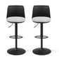 Set of 2 Ohrid Bar Stools Kitchen Swivel Gas Lift Counter Dining Chair Curved - Black