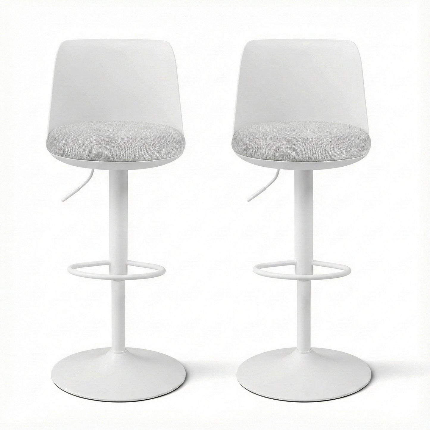 Set of 2 Ohrid Bar Stools Kitchen Swivel Gas Lift Counter Dining Chair Curved - White