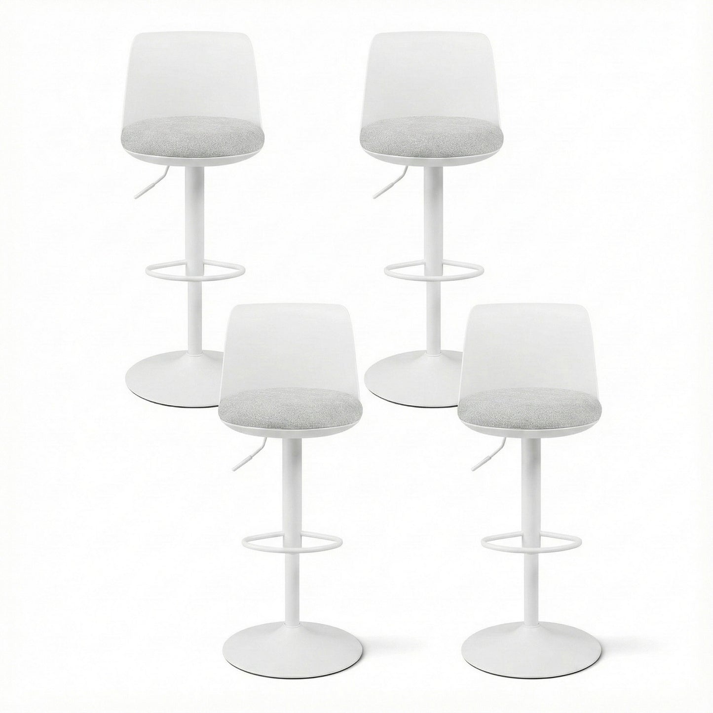 Set of 4 Ohrid Bar Stools Kitchen Swivel Gas Lift Counter Dining Chair Curved - White