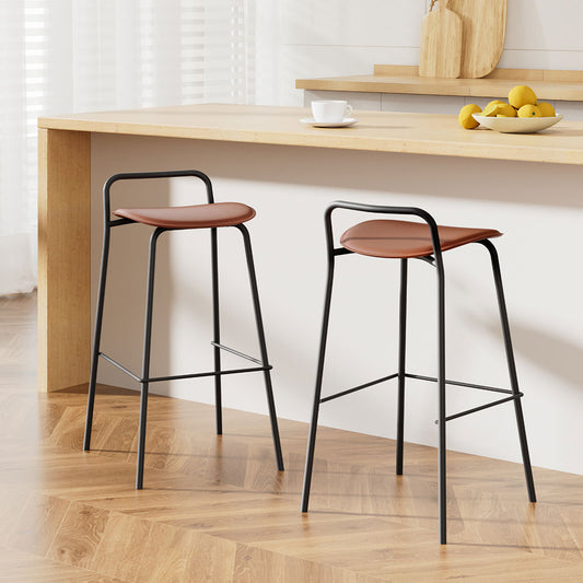 Set of 2 Sintra Bar Stools Kitchen Counter Stools Metal - Brown