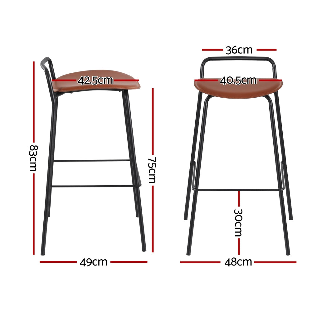 Set of 2 Sintra Bar Stools Kitchen Counter Stools Metal - Brown