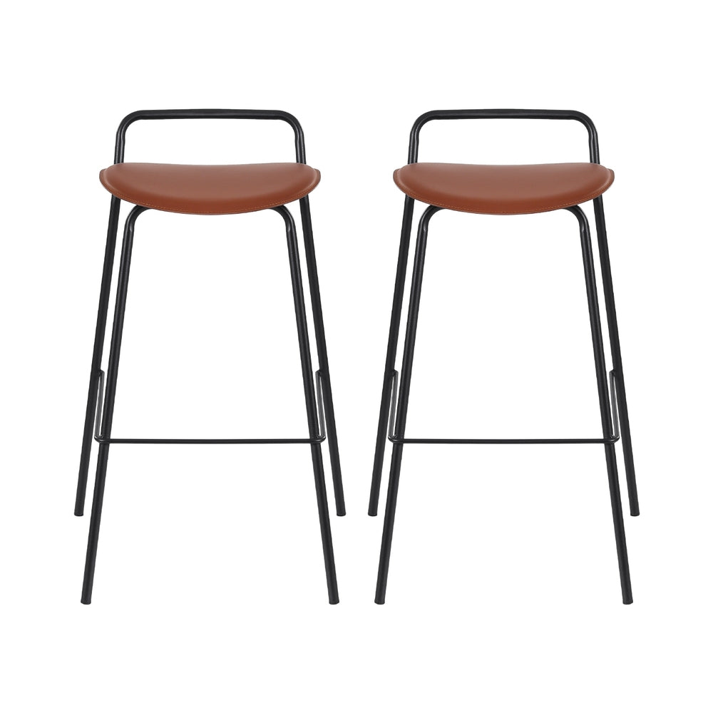 Set of 2 Sintra Bar Stools Kitchen Counter Stools Metal - Brown