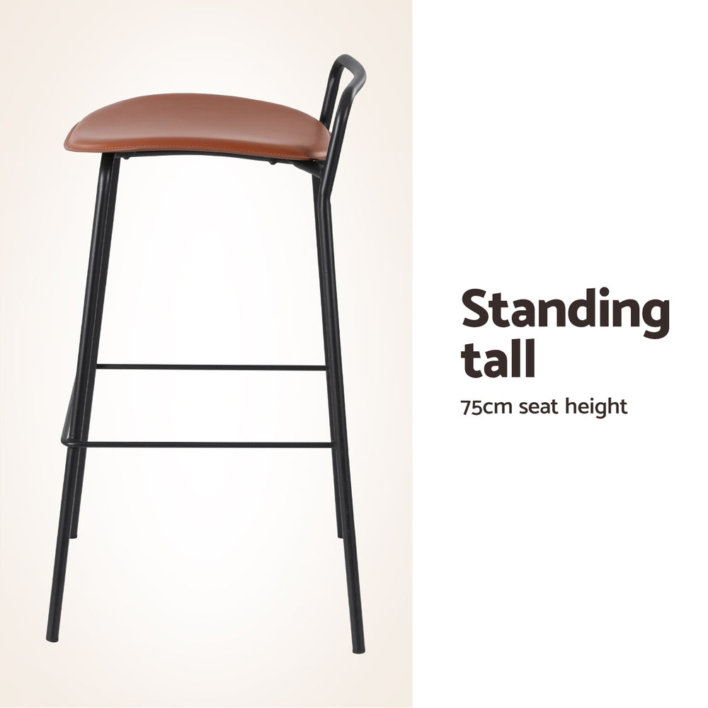 Set of 2 Sintra Bar Stools Kitchen Counter Stools Metal - Brown