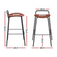 Set of 4 Sintra Bar Stools Kitchen Counter Dining Chair Metal - Brown