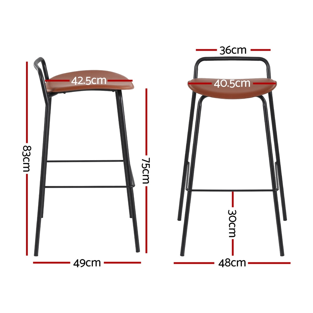 Set of 4 Sintra Bar Stools Kitchen Counter Dining Chair Metal - Brown