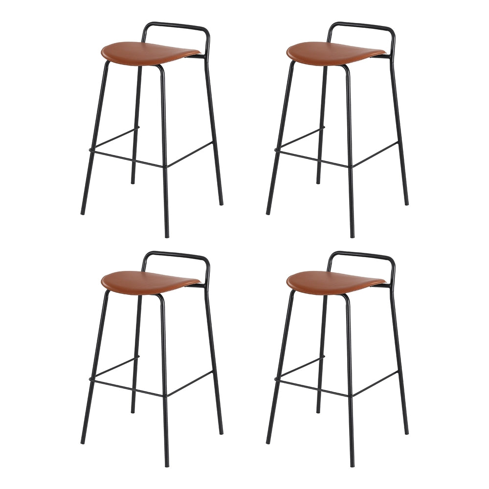 Set of 4 Sintra Bar Stools Kitchen Counter Dining Chair Metal - Brown