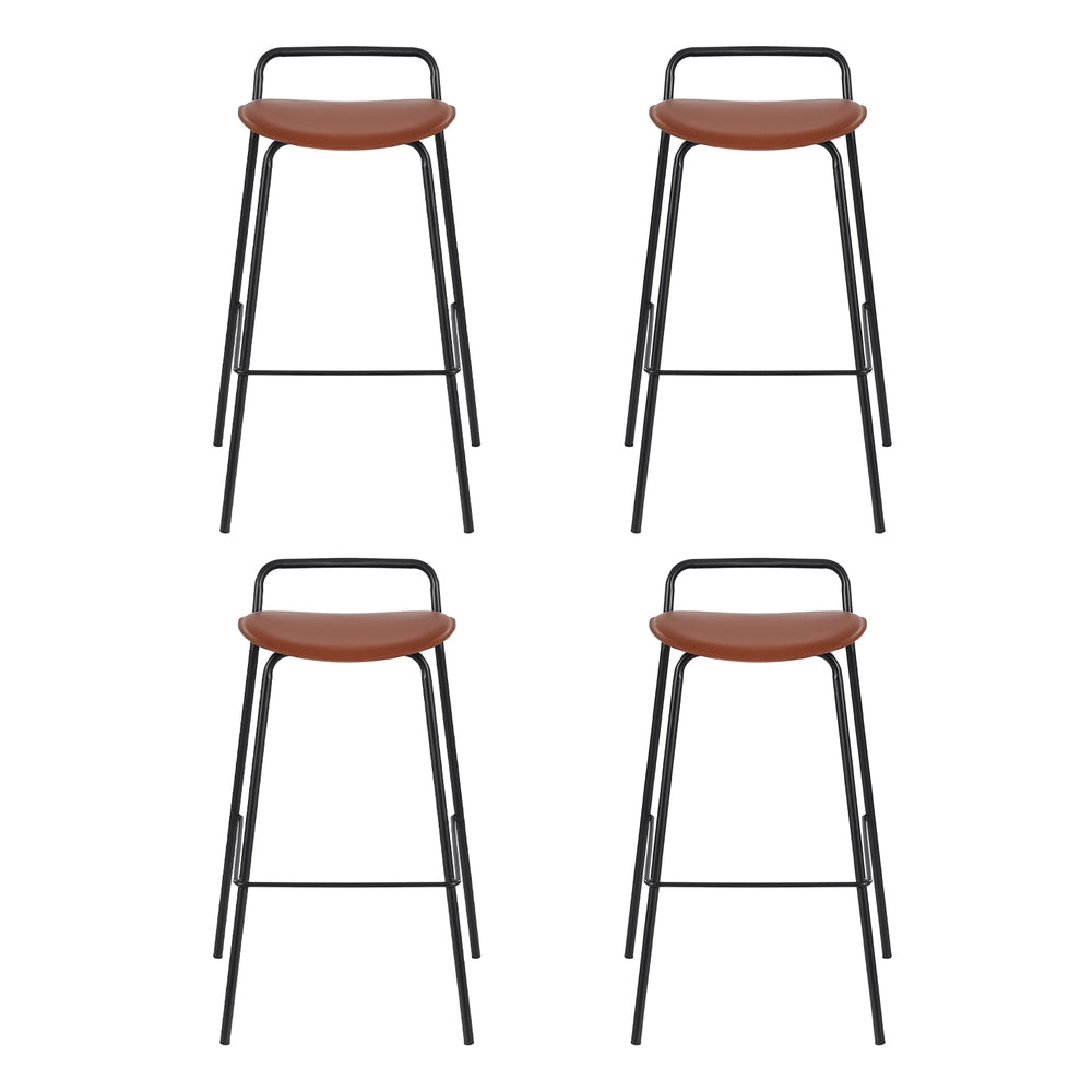 Set of 4 Sintra Bar Stools Kitchen Counter Dining Chair Metal - Brown