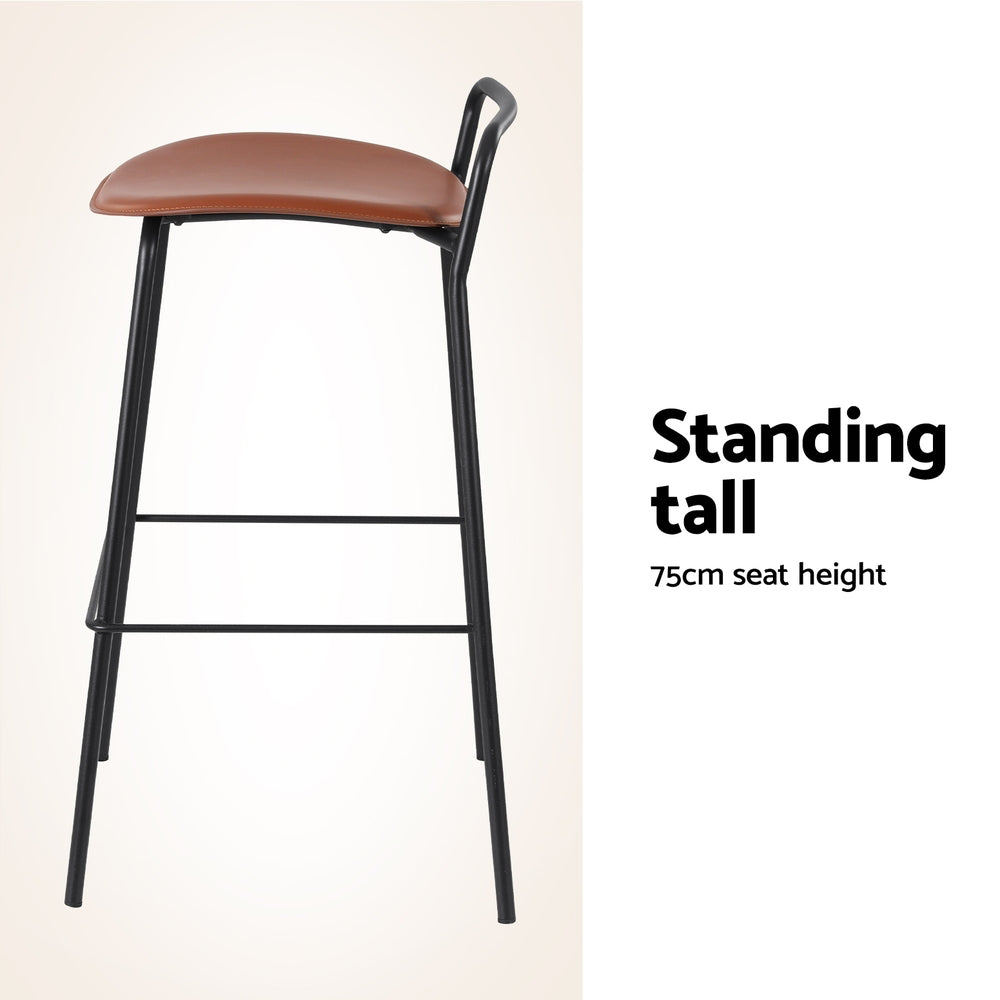 Set of 4 Sintra Bar Stools Kitchen Counter Dining Chair Metal - Brown