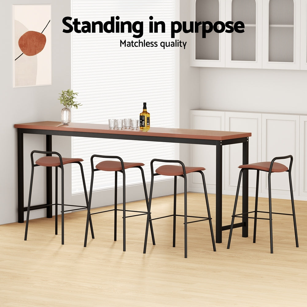 Set of 4 Sintra Bar Stools Kitchen Counter Dining Chair Metal - Brown
