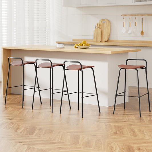 Set of 4 Sintra Bar Stools Kitchen Counter Dining Chair Metal - Brown