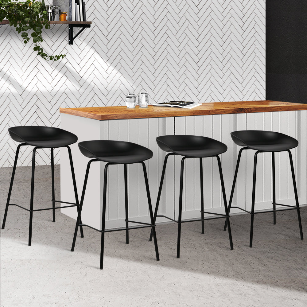 Set of 4 Koropi Metal Bar Stools - Black