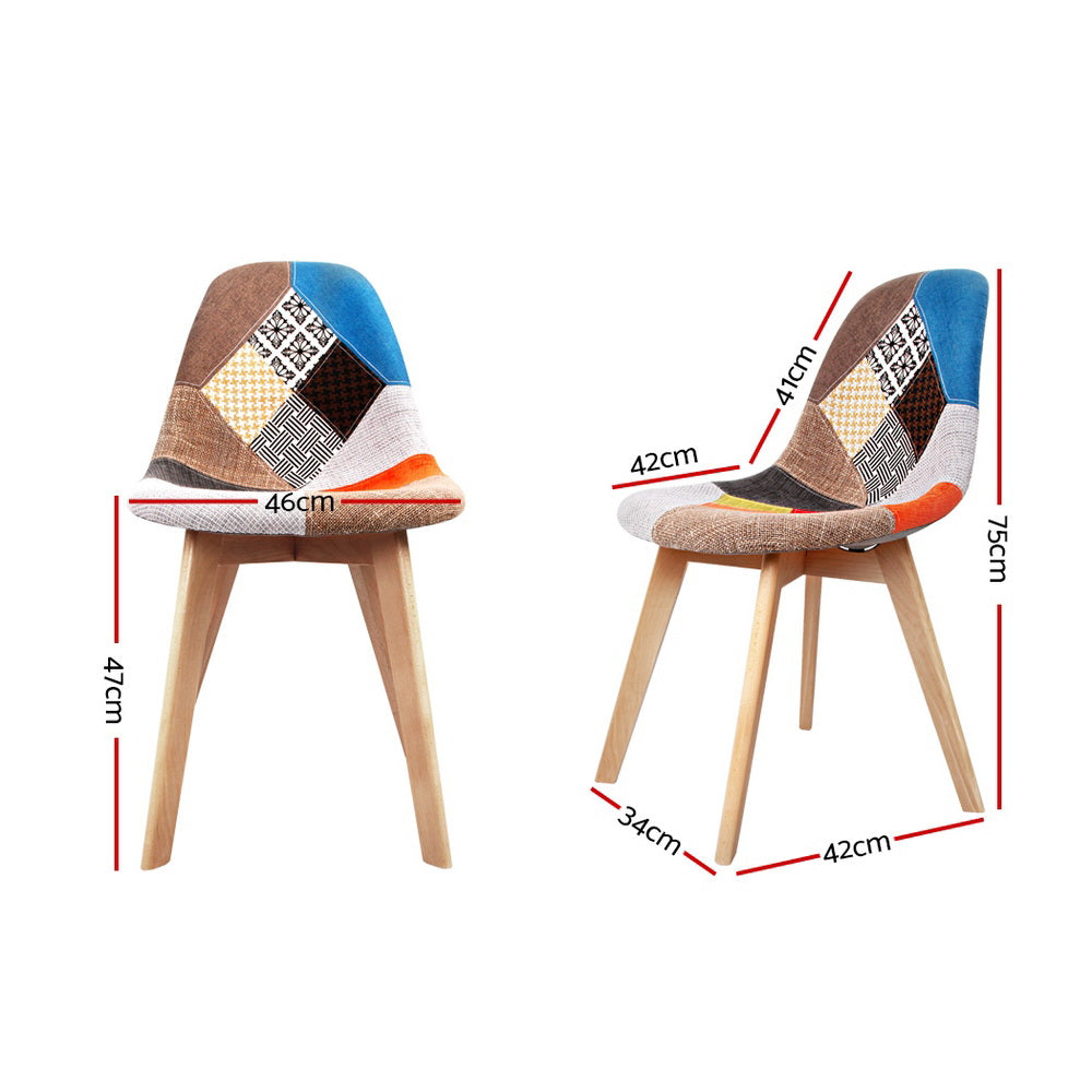 Ainsley Set of 4 Dining Chairs Fabric Retro Replica DSW - Multicolour