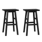 Set of 2 Lecce Beech Wood Bar Stools - Black