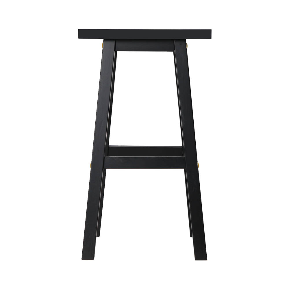 Set of 2 Lecce Beech Wood Bar Stools - Black