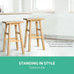 Set of 2 Lecce Beech Wood Bar Stools - Natural