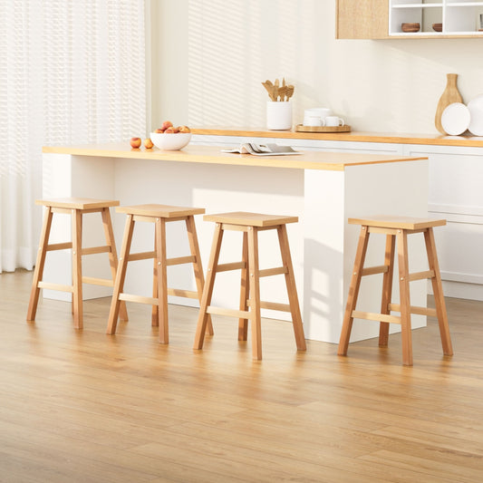 Set of 4 Lecce Bar Stools Kitchen Chairs Wooden - Natural