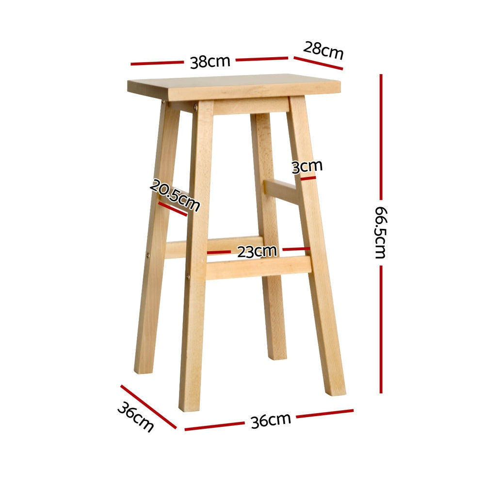 Set of 4 Lecce Bar Stools Kitchen Chairs Wooden - Natural