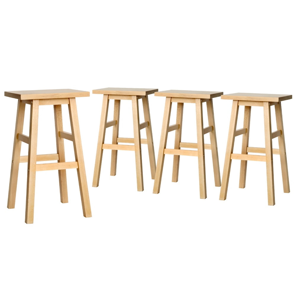 Set of 4 Lecce Bar Stools Kitchen Chairs Wooden - Natural