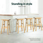 Set of 4 Lecce Bar Stools Kitchen Chairs Wooden - Natural
