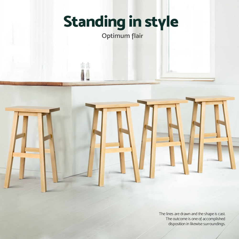 Set of 4 Lecce Bar Stools Kitchen Chairs Wooden - Natural