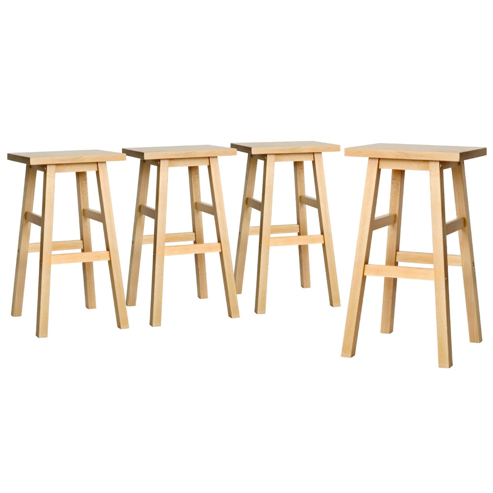 Set of 4 Lecce Bar Stools Kitchen Chairs Wooden - Natural