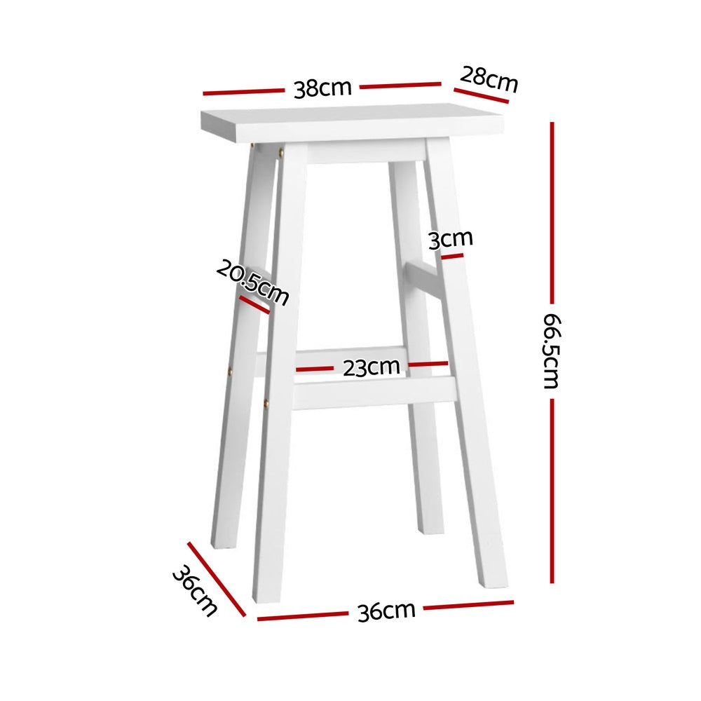 Set of 4 Lecce Bar Stools Kitchen Chairs Wooden - White