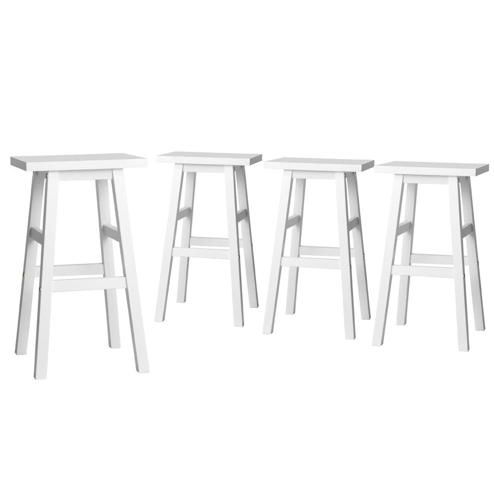 Set of 4 Lecce Bar Stools Kitchen Chairs Wooden - White