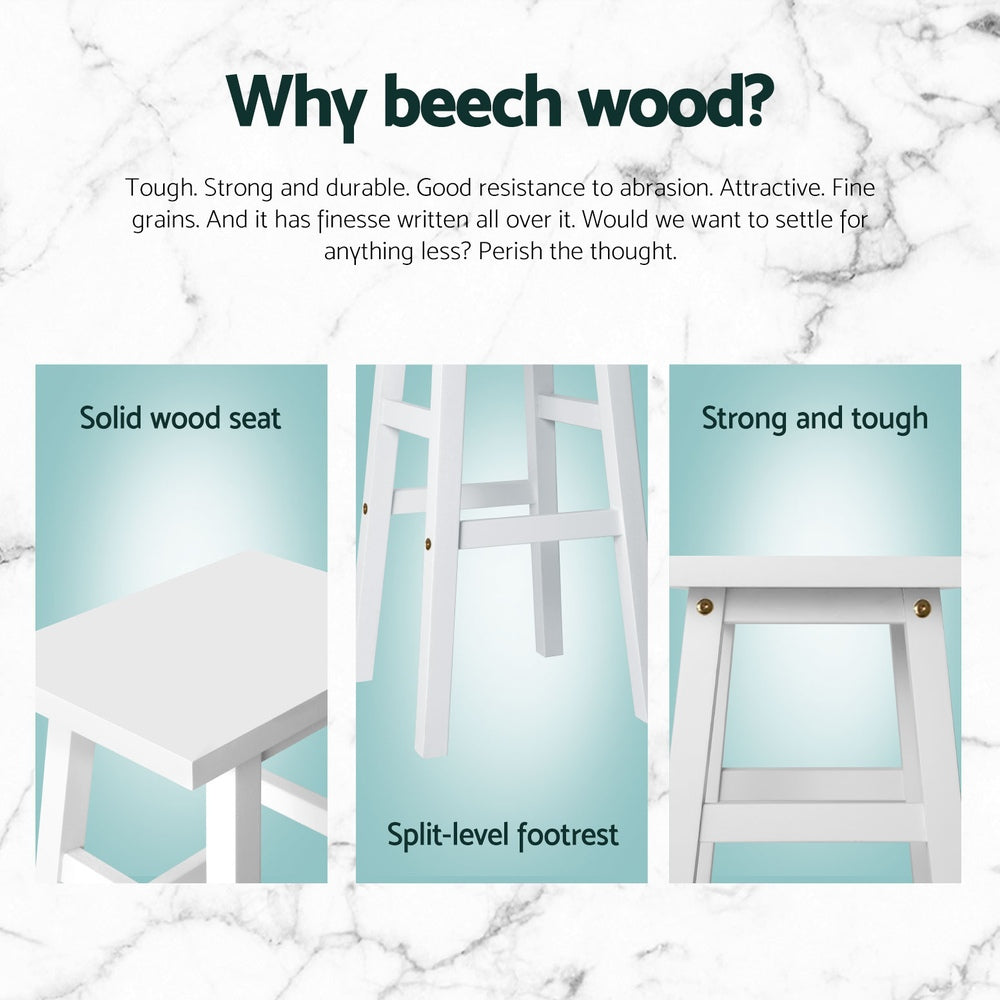 Set of 4 Lecce Bar Stools Kitchen Chairs Wooden - White
