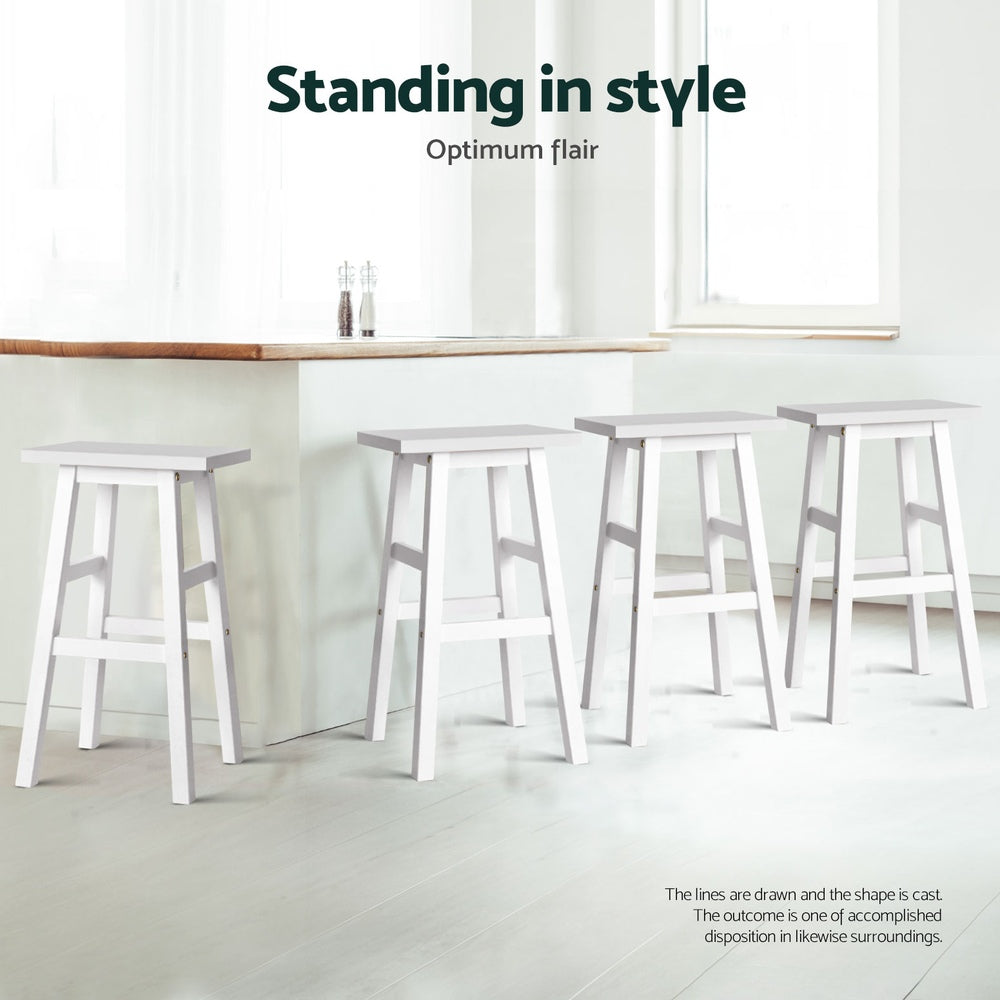 Set of 4 Lecce Bar Stools Kitchen Chairs Wooden - White